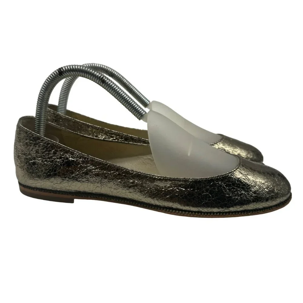 Michael Kors Bay View Gold Crinkled Metallic Round toe Ballet Flats Women' sz7.5 - Picture 1 of 11